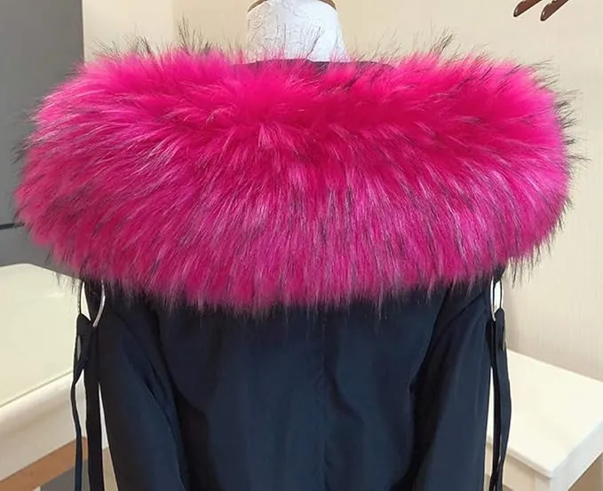 Faux Fur Hood Attachment Fuschia featuring plush, soft texture, ideal for adding a stylish and luxurious element to bridal attire.